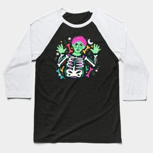 Illustration Zombie With Skeleton Baseball T-Shirt